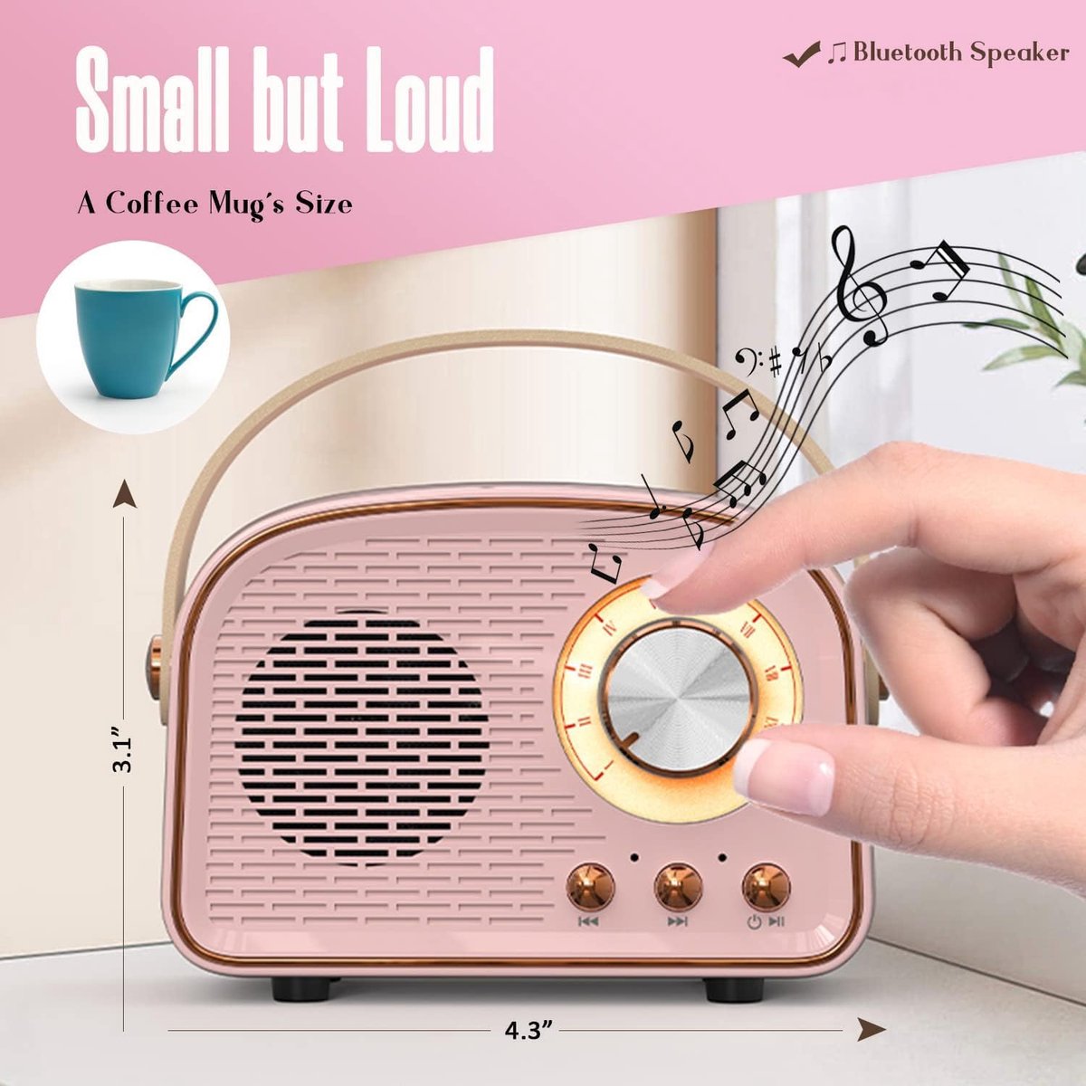 Bluetooth speaker mini draagbaar roze