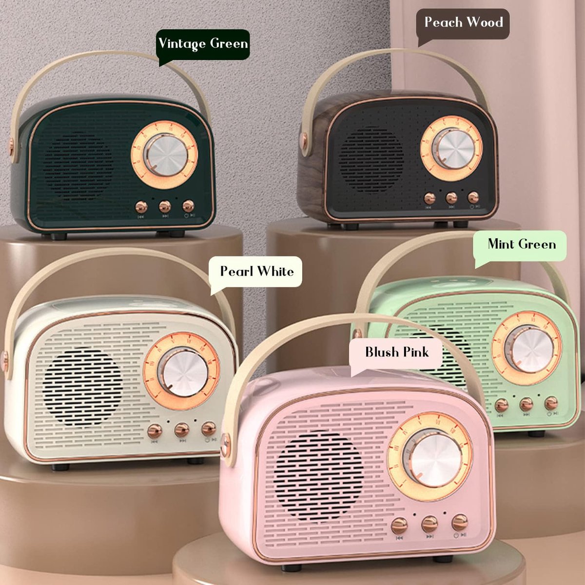 Bluetooth speaker mini draagbaar roze