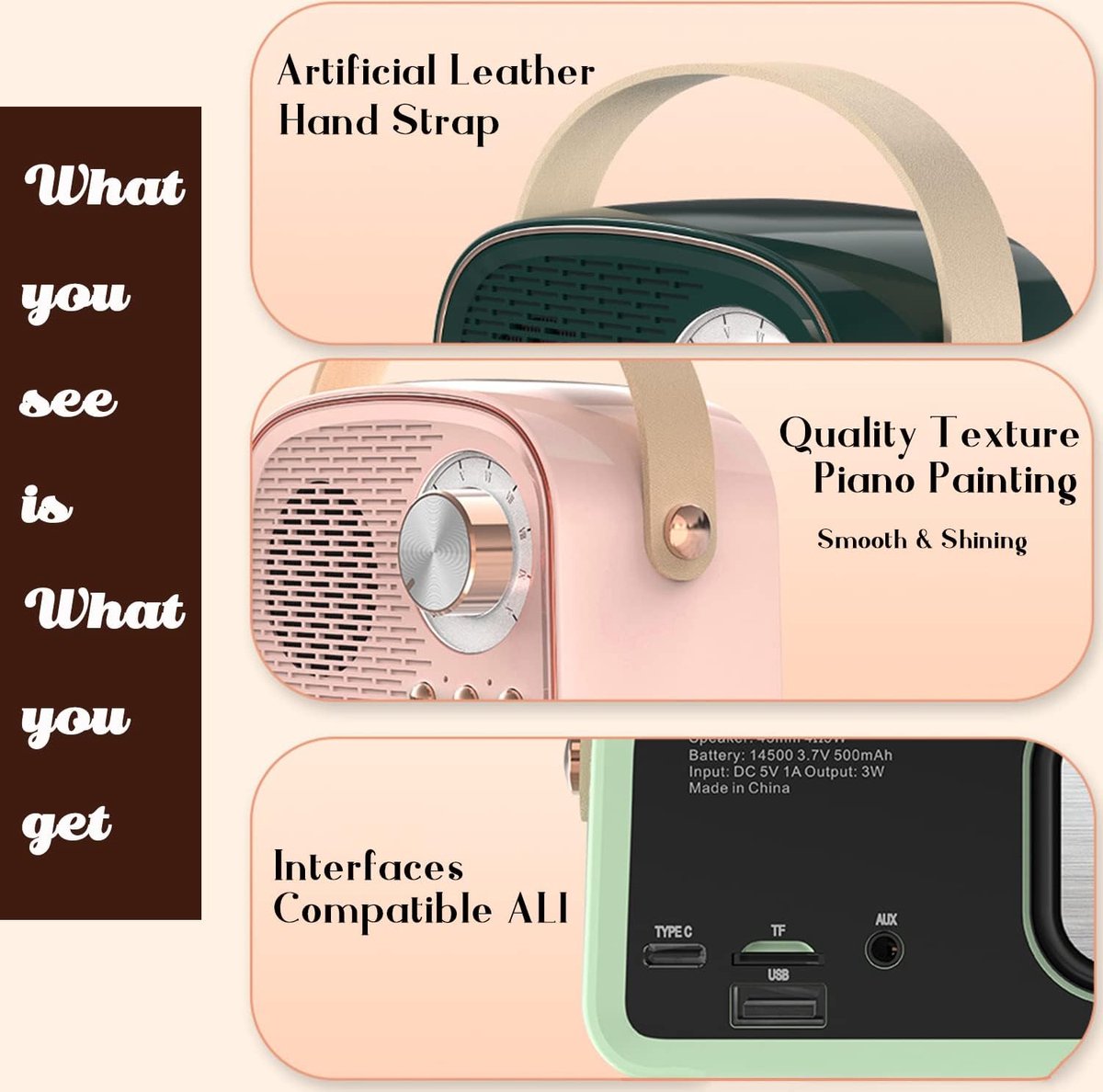 Bluetooth speaker mini draagbaar roze