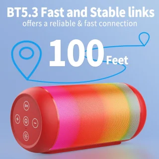 Bluetooth Speaker Rood Draadloos 18u RGB Licht USB AUX TF Bluetooth 5.3