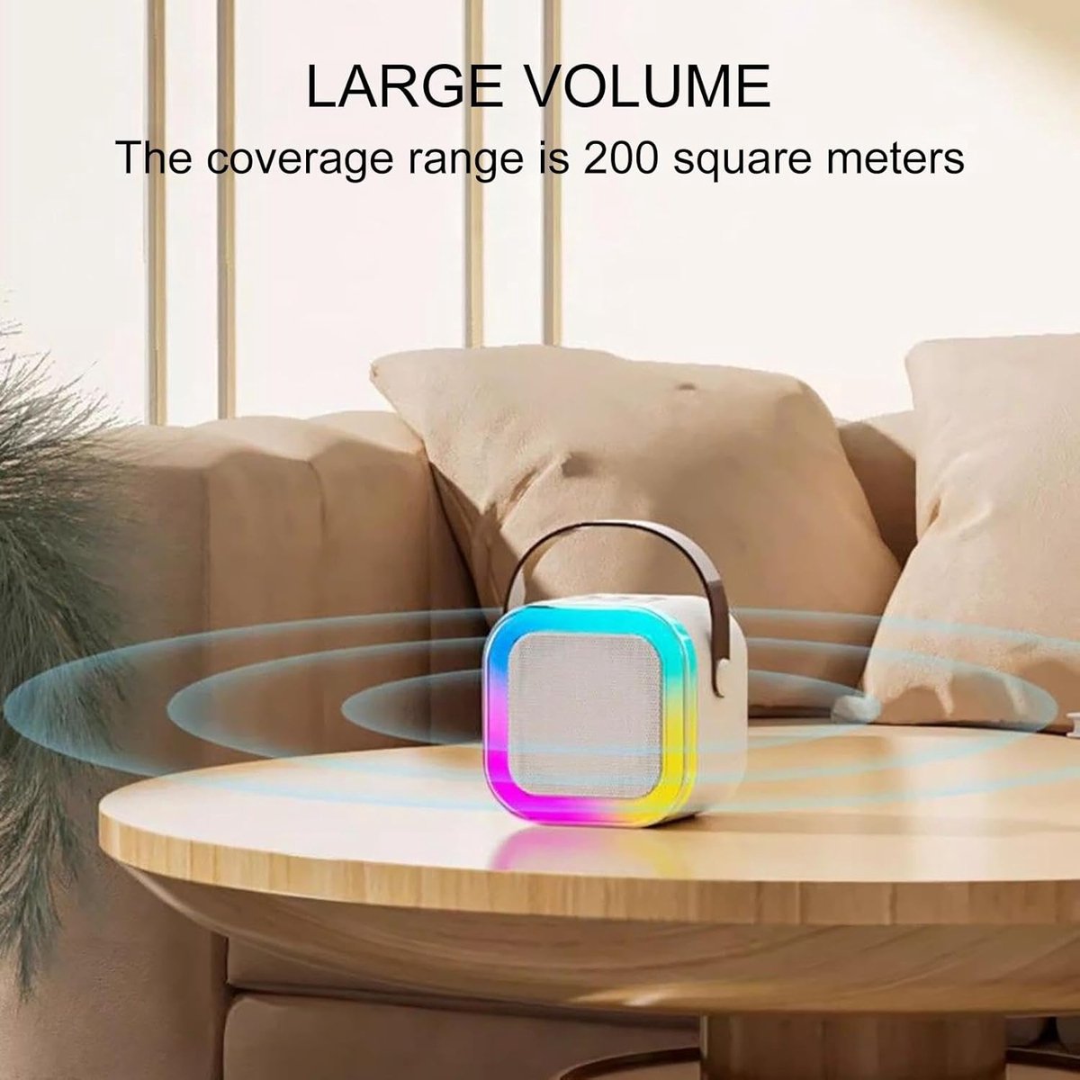 Bluetooth Speaker Set Lichtblauw met 2 Draadloze Microfoons