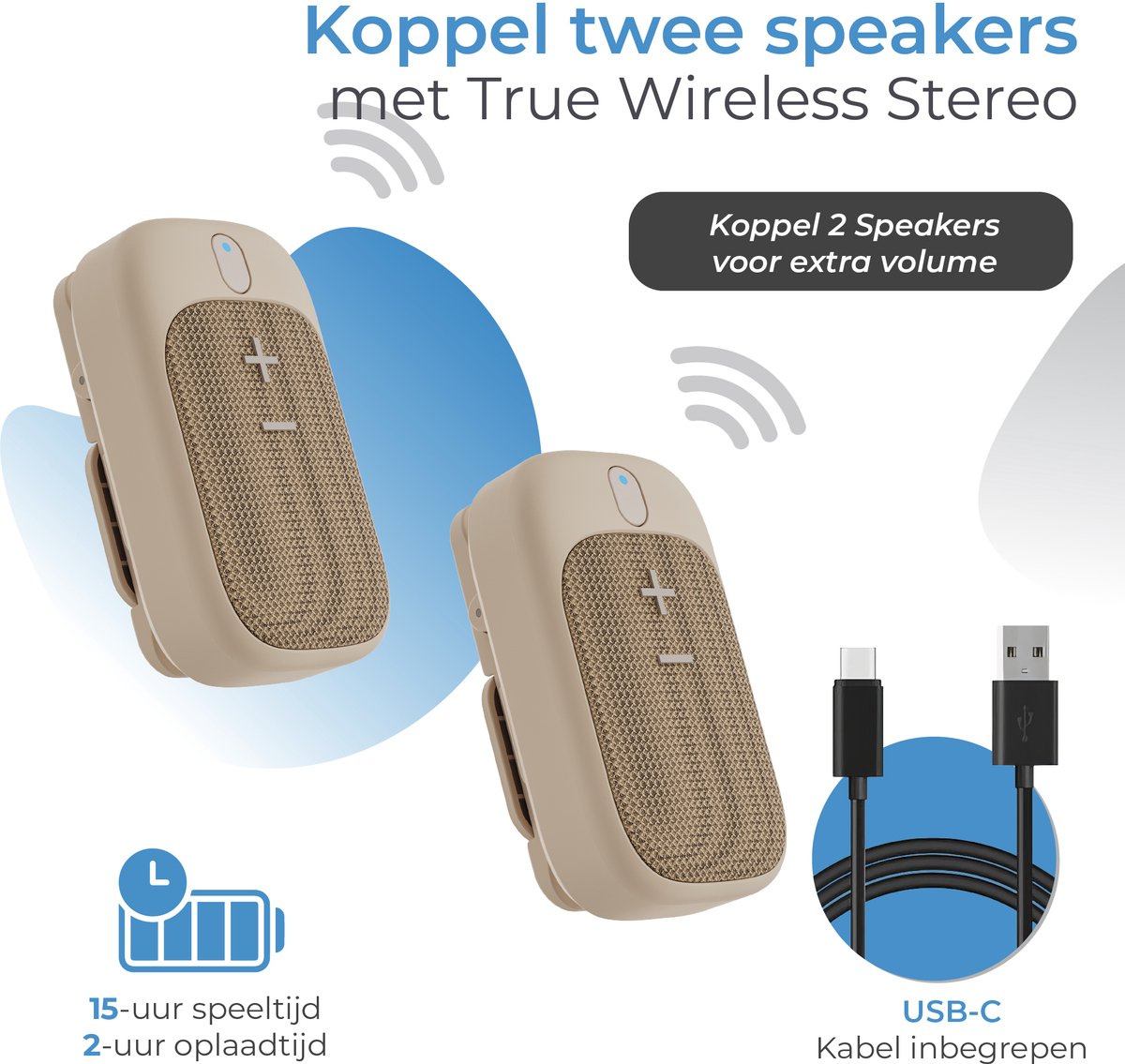 Caliber HPG101BE Draagbare Bluetooth Mini Speaker Beige