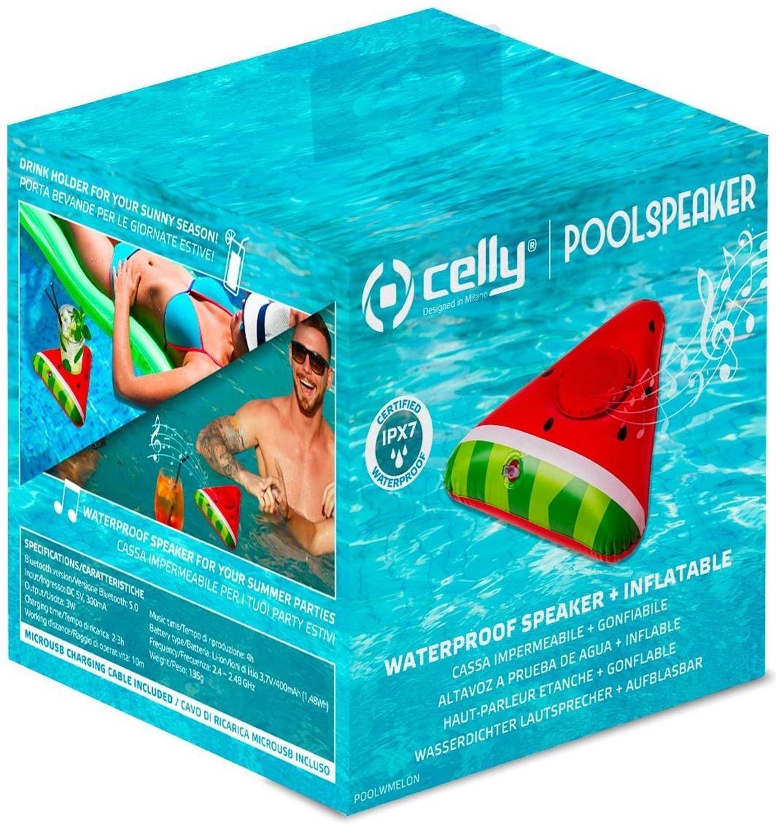 Celly Pool Speaker 3W Watermelon