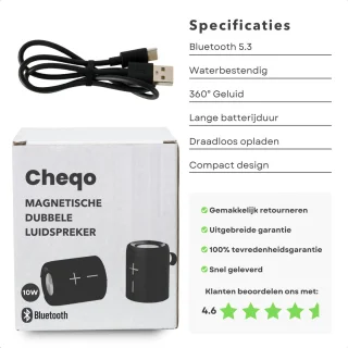 Cheqo Magnetische Dual Bluetooth Speaker Zwart