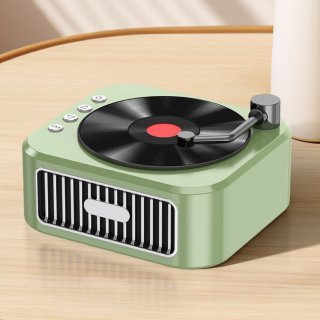 De Crrynuo Retro Platenspeler Bluetooth Speaker Groen in één oogopslag