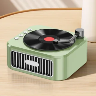 Crrynuo Retro Platenspeler Bluetooth Speaker Groen