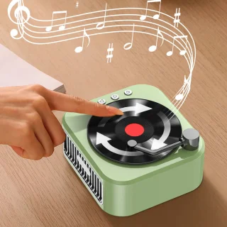 Crrynuo Retro Platenspeler Bluetooth Speaker Groen
