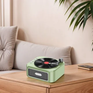 Crrynuo Retro Platenspeler Bluetooth Speaker Groen