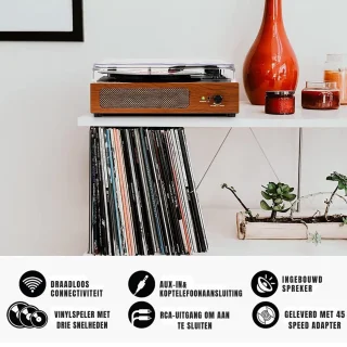 DD Platenspeler Retro Geel met Ingebouwde Speakers