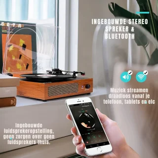 DD Platenspeler Retro Geel met Ingebouwde Speakers