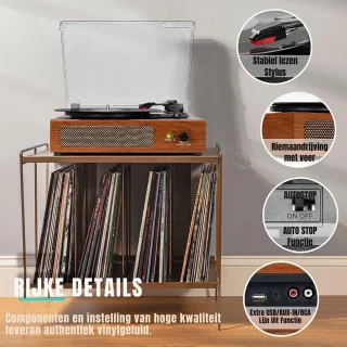 DD Platenspeler Retro Geel met Ingebouwde Speakers