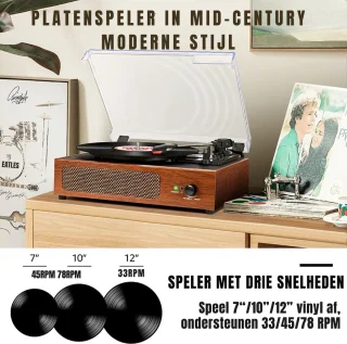 DD Platenspeler Retro Geel met Ingebouwde Speakers