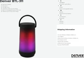 Denver BTL311 Bluetooth Speaker zwart 50W
