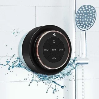 Douchespeaker met zuignap en koord - roze/goud
