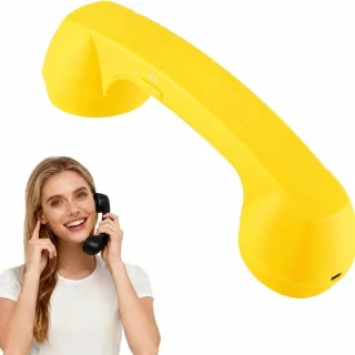 Draadloze retro telefoonhoorn met bluetooth in geel