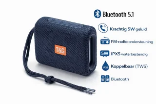 De Draagbare Bluetooth Speaker Blauw in één oogopslag