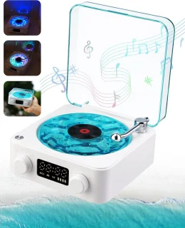 Draagbare vintage bluetooth platenspeler met speakers