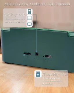 Draagbare vintage platenspeler met bluetooth en speakers - donkergroen