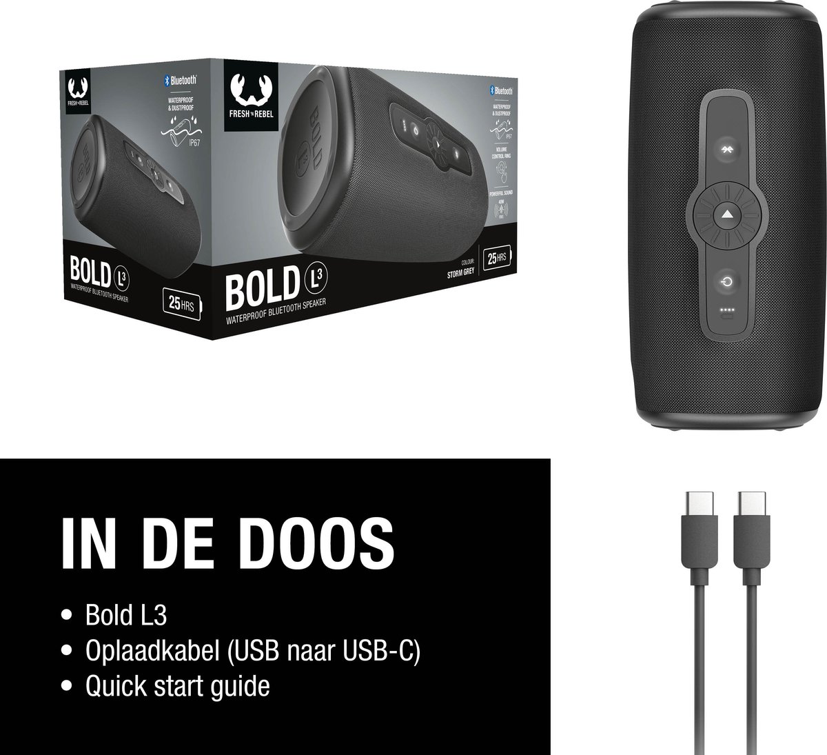 Fresh 'n Rebel Bold L3 Bluetooth speaker Storm Grey