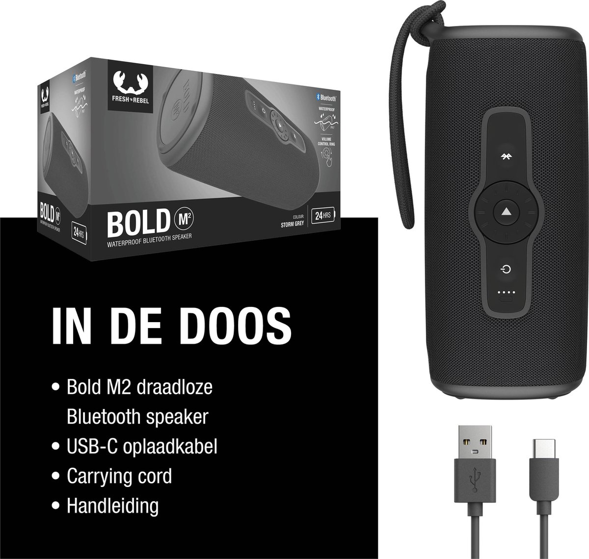 Fresh 'n Rebel Bold M2 Bluetooth speaker Storm Grey