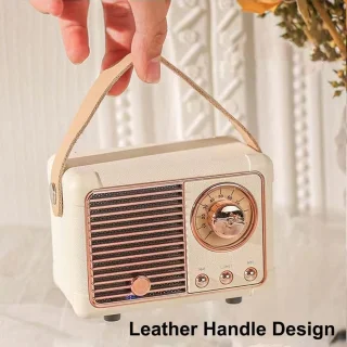 Gigicial Retro Bluetooth Speaker - Draagbare Mini Speaker - Gebroken Wit