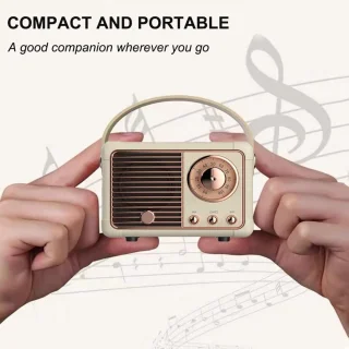 Gigicial Retro Bluetooth Speaker - Draagbare Mini Speaker - Gebroken Wit