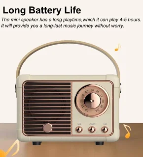 Gigicial Retro Bluetooth Speaker - Draagbare Mini Speaker - Gebroken Wit