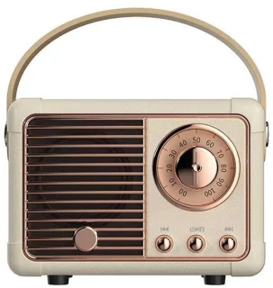 Gigicial Retro Bluetooth Speaker - Draagbare Mini Speaker - Gebroken Wit