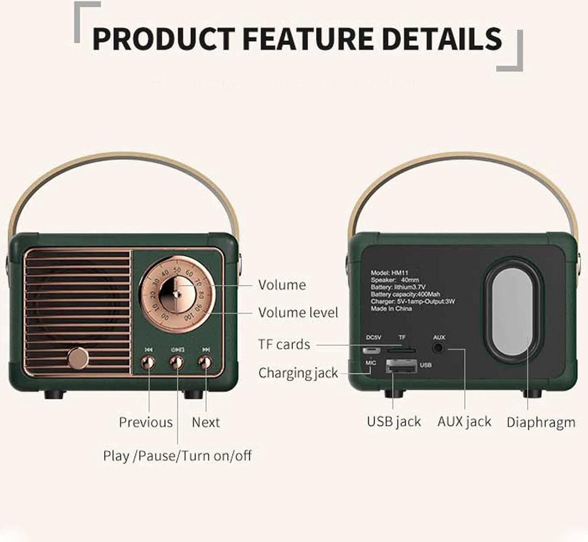 Groente Retro Bluetooth Speaker Draadloos