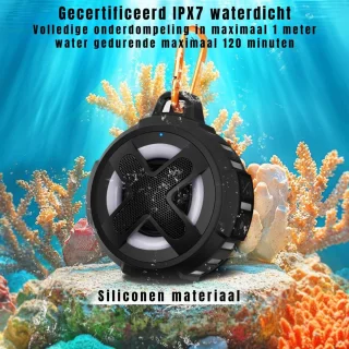 GTB® Douche Speaker Bluetooth Zwart 8x8x7cm