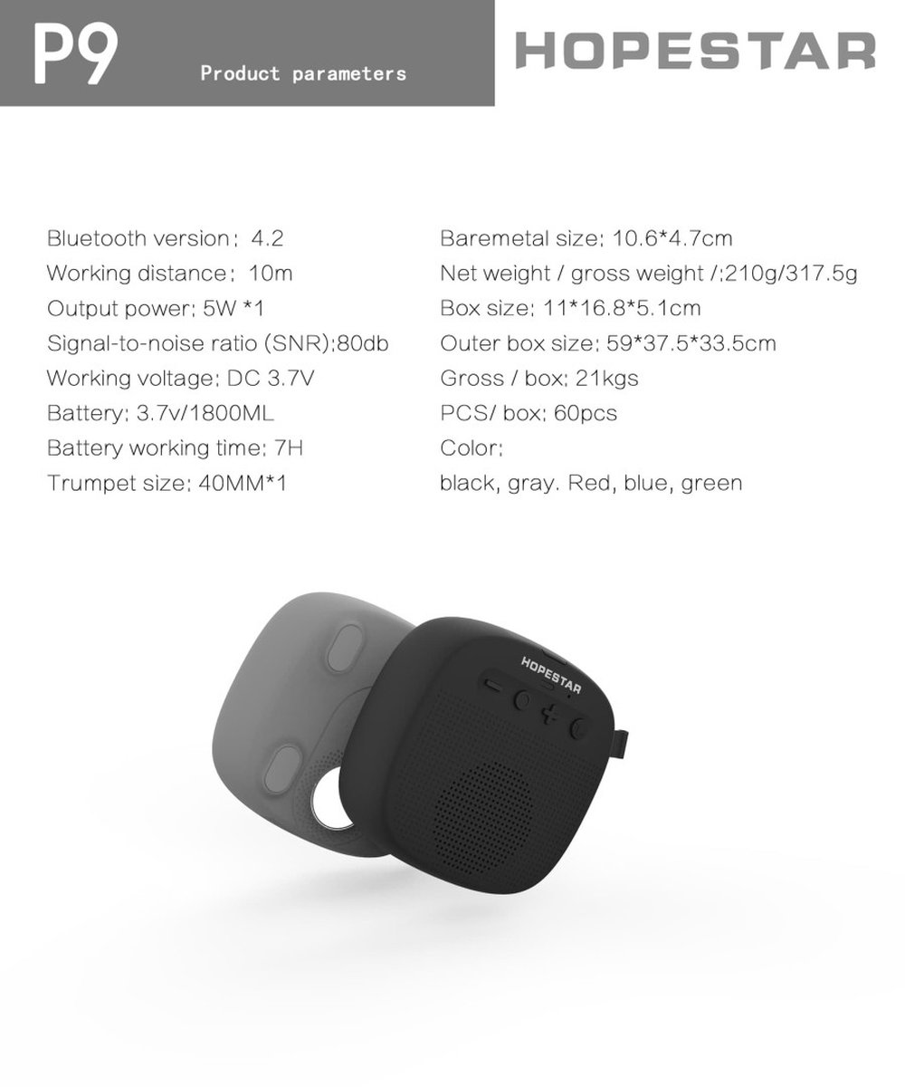 Hopestar Fiets P9 Bluetooth Speaker Draadloos