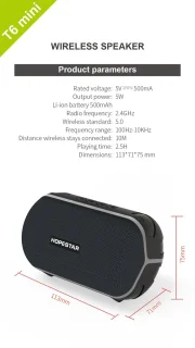 Hopestar T6 Mini Rood - Draagbare luidspreker