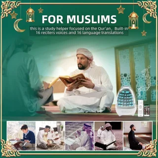 Igoods Koran Speaker Bluetooth Nachtlampje 16 Talen 16 Reciteurs