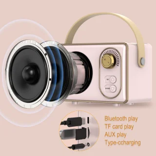 JeiibrZui Retro Bluetooth draagbare stereoluidspreker Paars