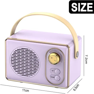 JeiibrZui Retro Bluetooth draagbare stereoluidspreker Paars