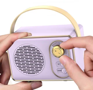 JeiibrZui Retro Bluetooth draagbare stereoluidspreker Paars