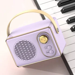 JeiibrZui Retro Bluetooth draagbare stereoluidspreker Paars