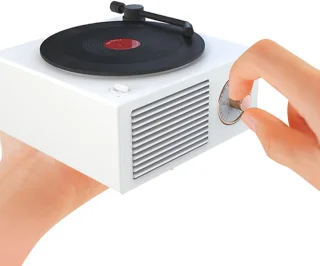 JeiibrZui Vintage Bluetooth-luidspreker Mini-platenspeler Wit