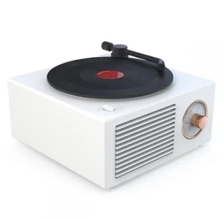 JeiibrZui Vintage Bluetooth-luidspreker Mini-platenspeler Wit