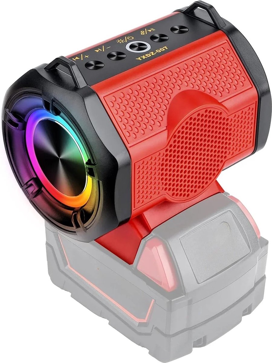 De Jermore Draagbare Bluetooth Speaker voor Milwaukee 18V Li-Ion Batterij in één oogopslag