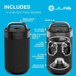 JLAB Epic Party Bluetooth Speaker Zwart