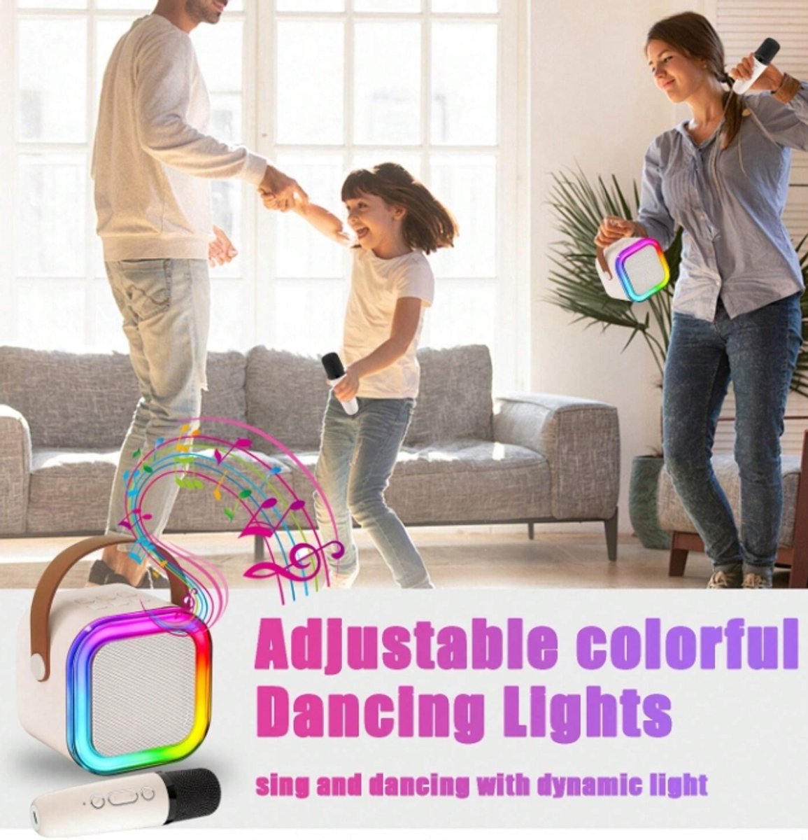 Kinderkaraokemachine Bluetooth speaker met 2 microfoons