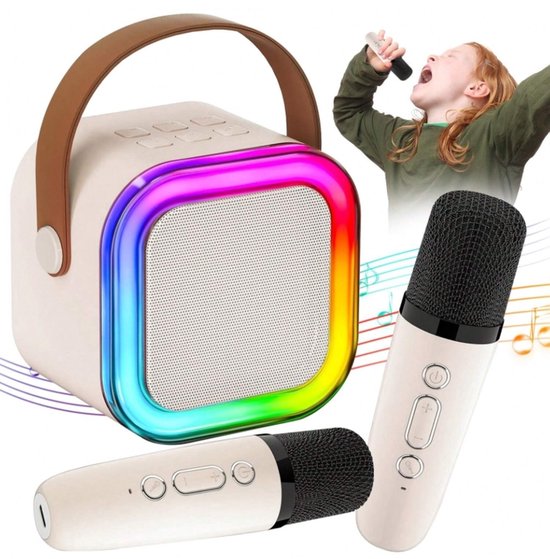 Kinderkaraokemachine Bluetooth speaker met 2 microfoons