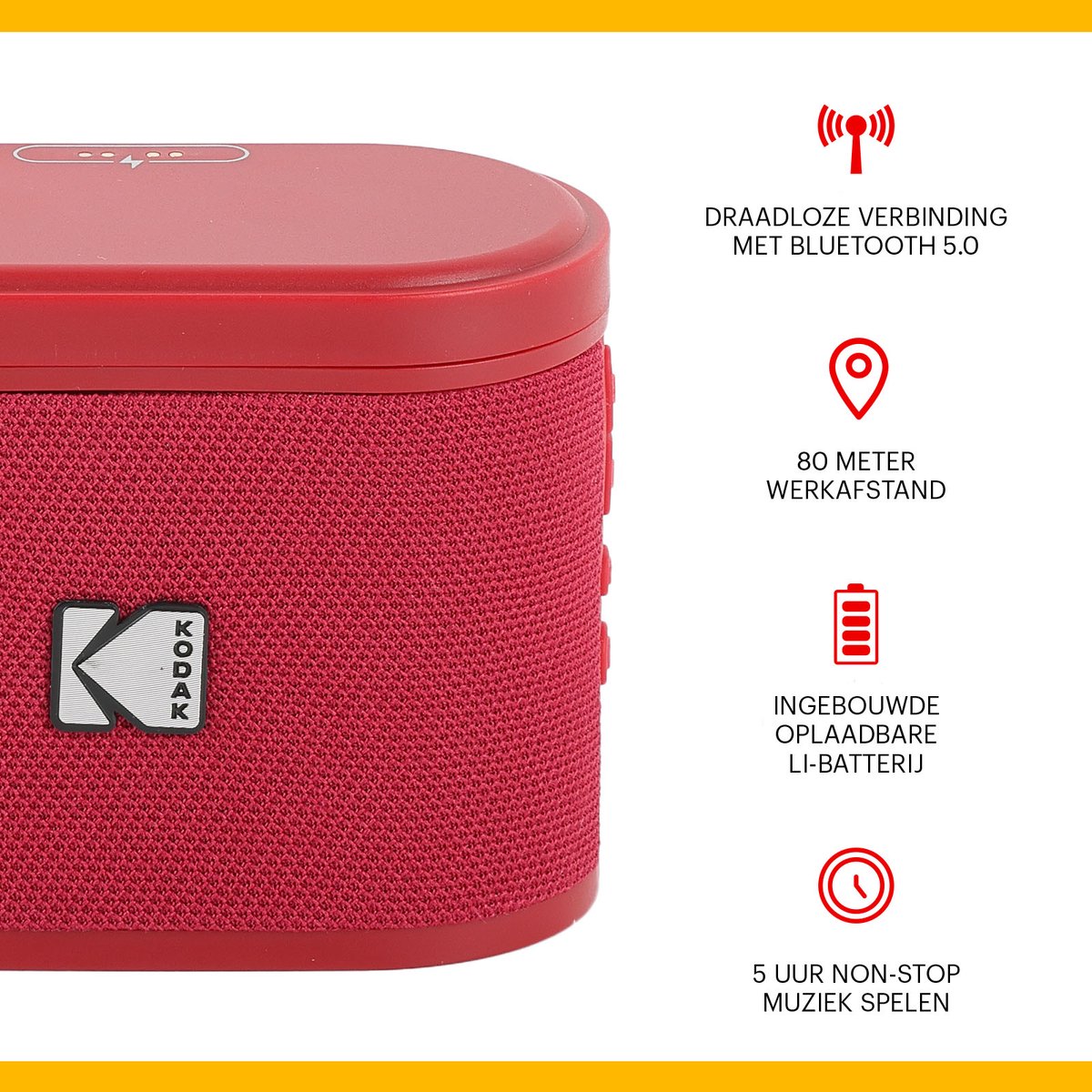 Kodak SoundBrix Draadloze Bluetooth Speaker 2-pack Rood
