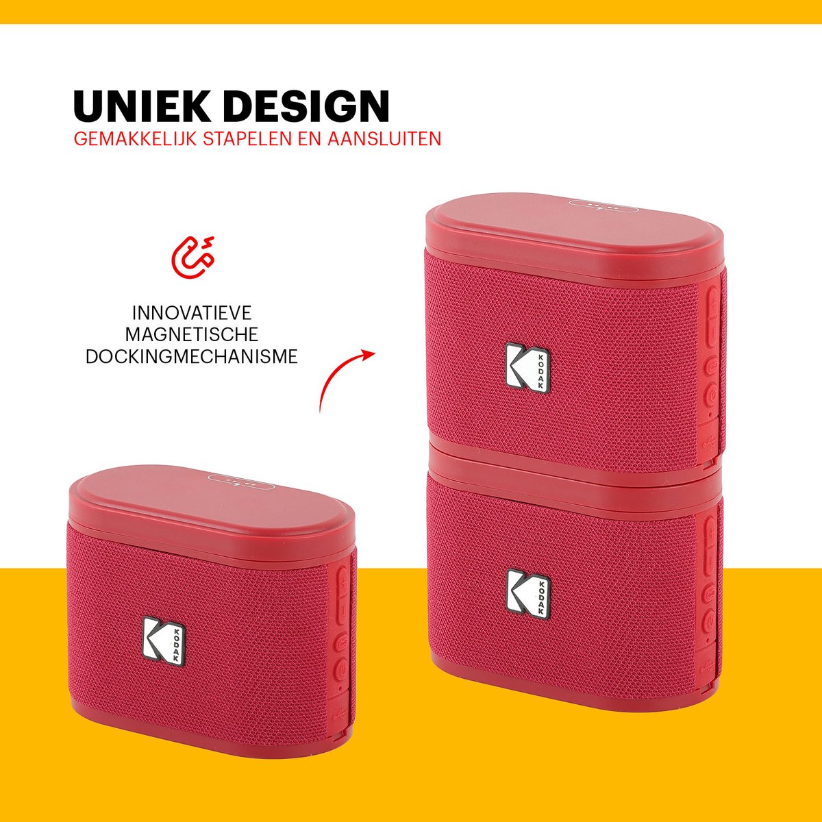 Kodak SoundBrix Draadloze Bluetooth Speaker 2-pack Rood
