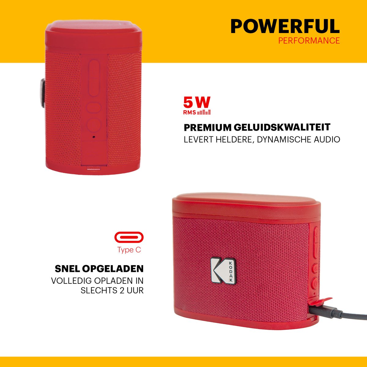 Kodak SoundBrix Draadloze Bluetooth Speaker 2-pack Rood