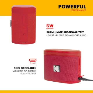 Kodak SoundBrix Draadloze Bluetooth Speaker 2-pack Rood