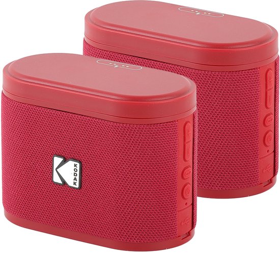 Kodak SoundBrix Draadloze Bluetooth Speaker 2-pack Rood