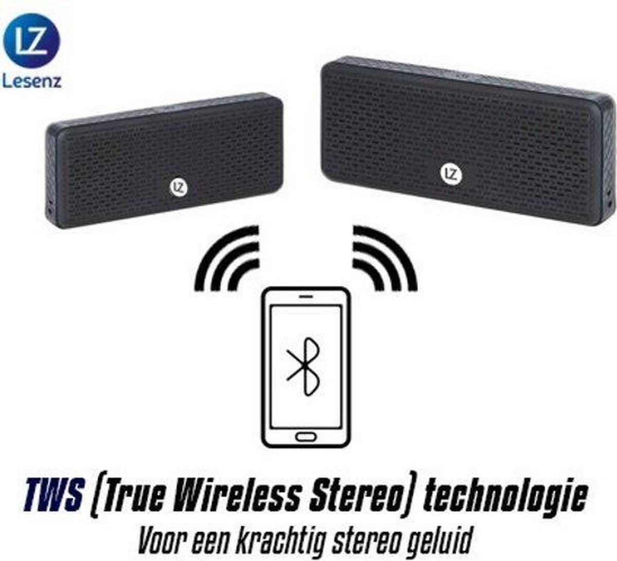LeSenz Pocket TWS Bluetooth Speaker Zwart