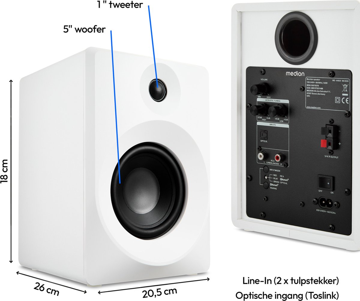 MEDION P61925 Boekenplank Luidspreker Bluetooth 2-Weg
